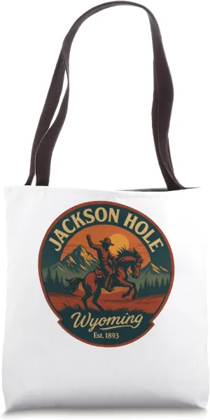 Jackson Hole Wyoming Retro Rodeo Western Design Tote Bag