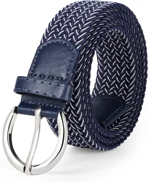 JASGOOD Women Braided Woven Elastic Stretch Belt Canvas Casual Belt for Jeans Pants