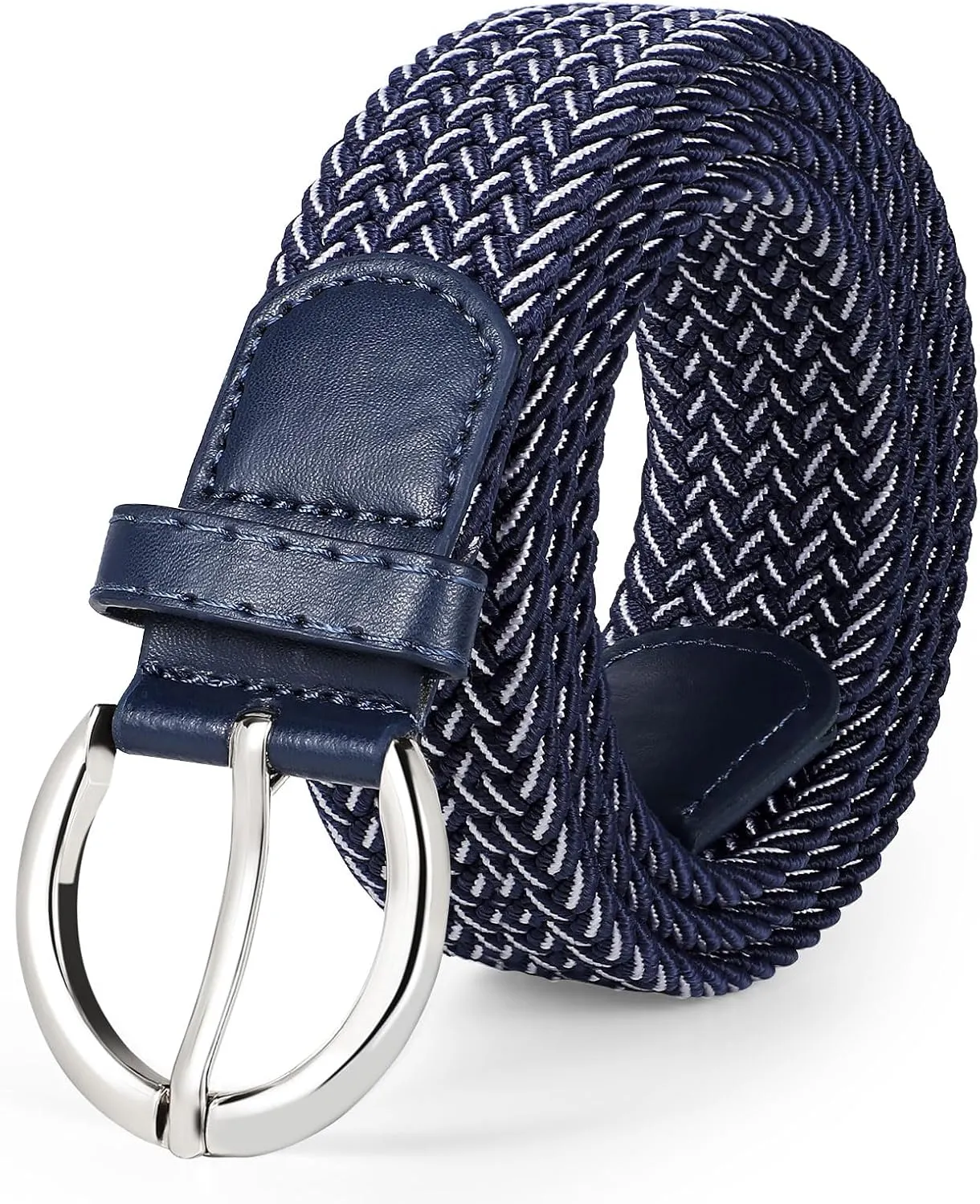 JASGOOD Women Braided Woven Elastic Stretch Belt Canvas Casual Belt for Jeans Pants
