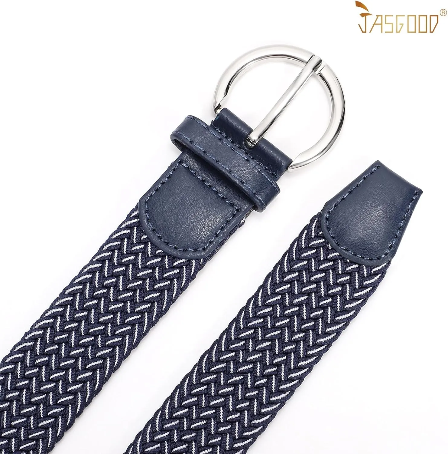 JASGOOD Women Braided Woven Elastic Stretch Belt Canvas Casual Belt for Jeans Pants