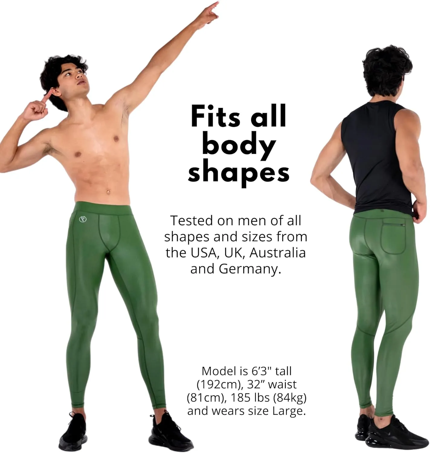 Kapow Meggings Shiny Performance Leggings - Compression Pants for Men with Pockets
