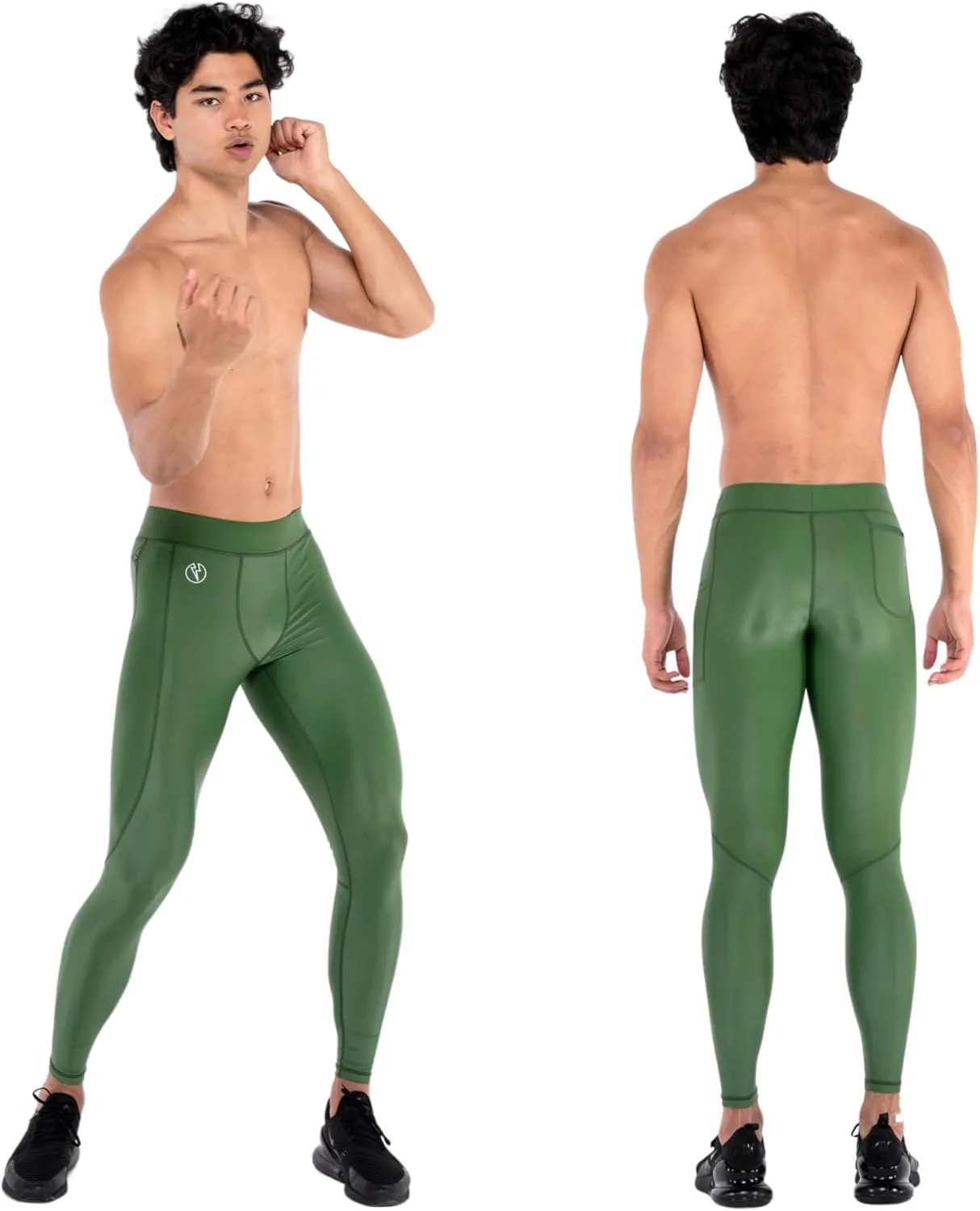 Kapow Meggings Shiny Performance Leggings - Compression Pants for Men with Pockets