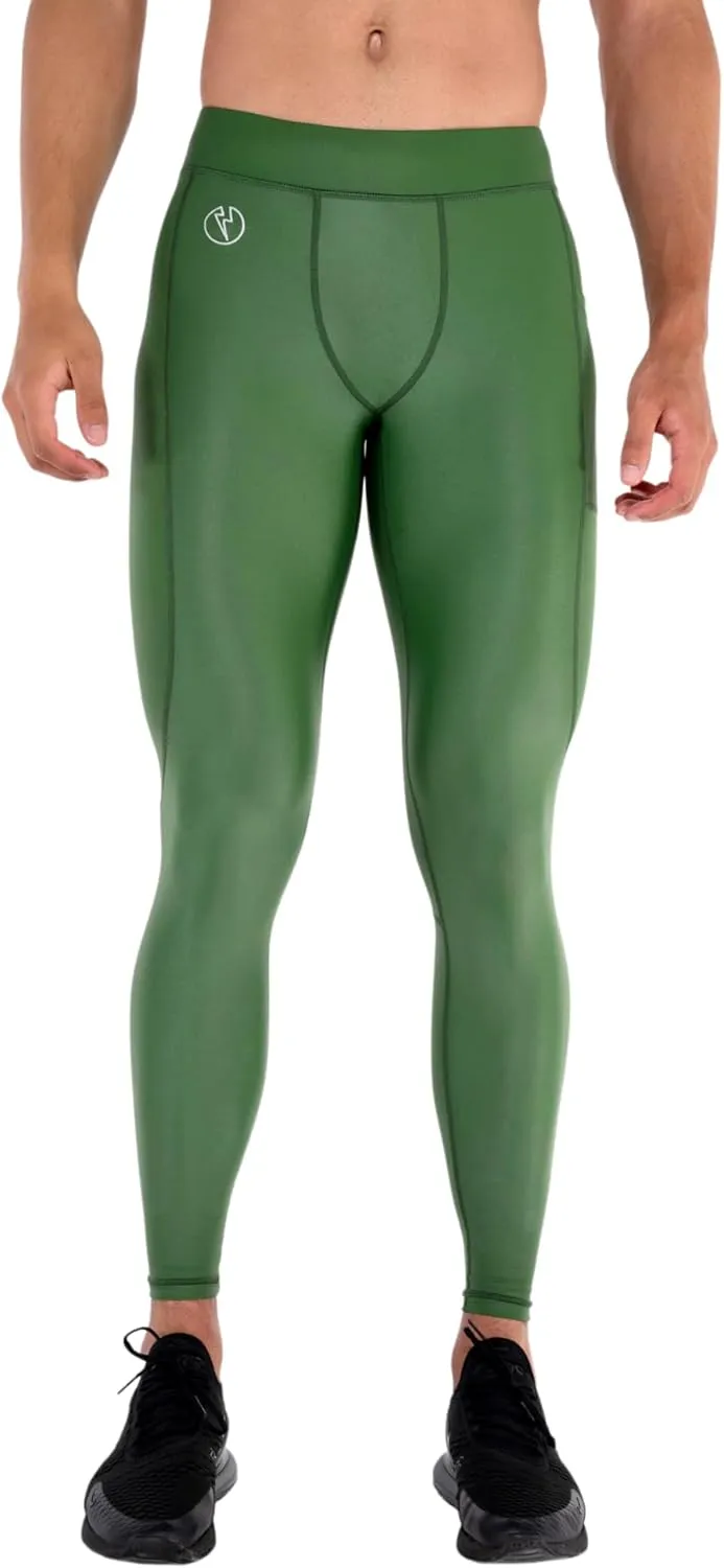 Kapow Meggings Shiny Performance Leggings - Compression Pants for Men with Pockets