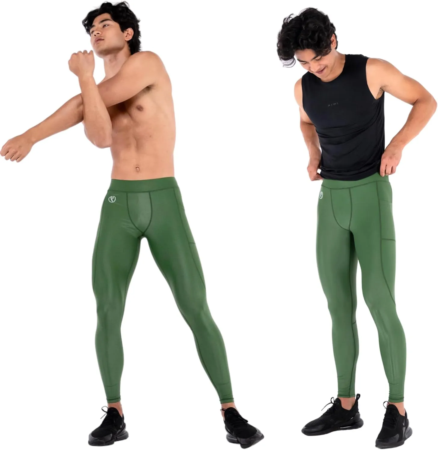 Kapow Meggings Shiny Performance Leggings - Compression Pants for Men with Pockets