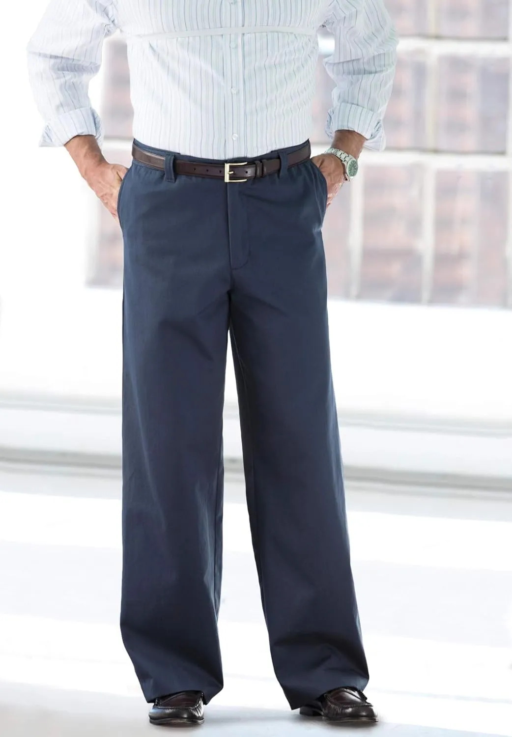 KingSize Men's Big & Tall Tall Wide Leg Wrinkle Free Expandable Waist Pant