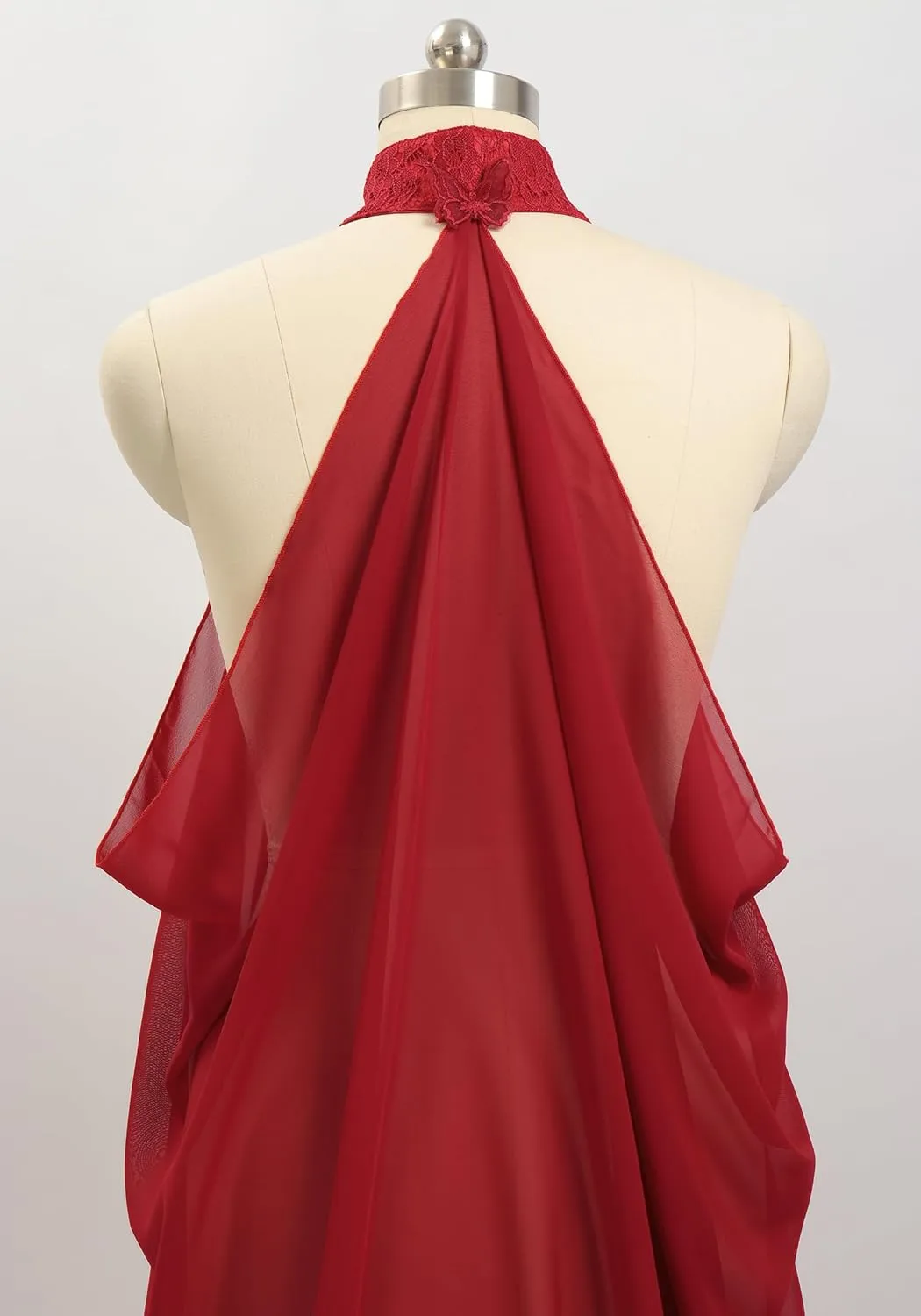 KUOIN Women's Chiffon Sheer Cape Gothic Tulle Cloak Halloween Wedding Bridal Collared Shawls Full-Length 130CM