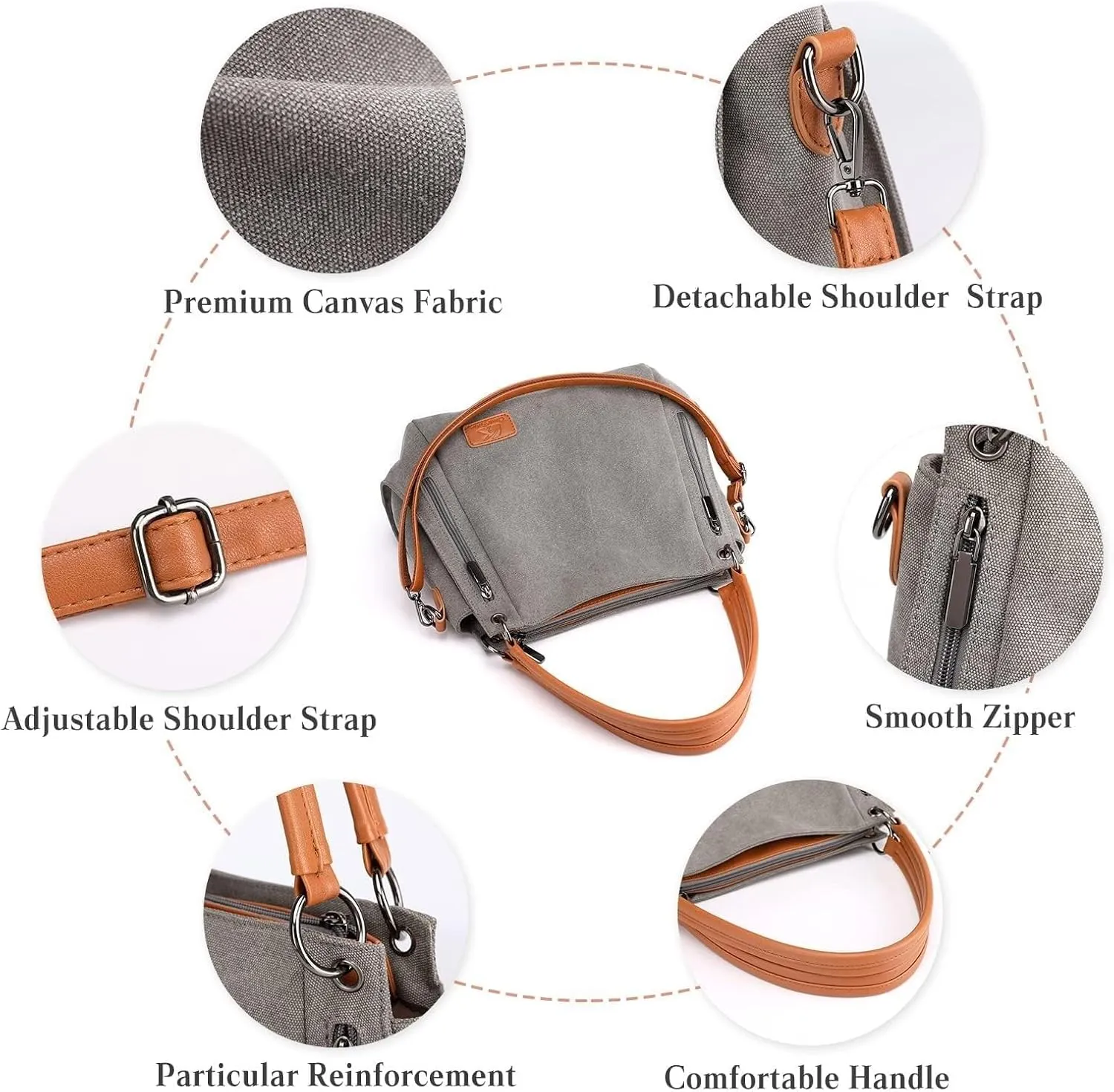 Large Daily Purse Handbag Work Bags Women's Simple Cloth Bag Canvas Tote Purse Vintage Shoulder Crossbody Hobo