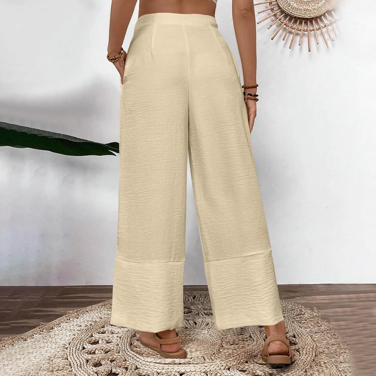 Liene Pants for Women,Womens Casual Summer 2025 Drawstring Elastic High Waist Pant Comfy Woman Trousers