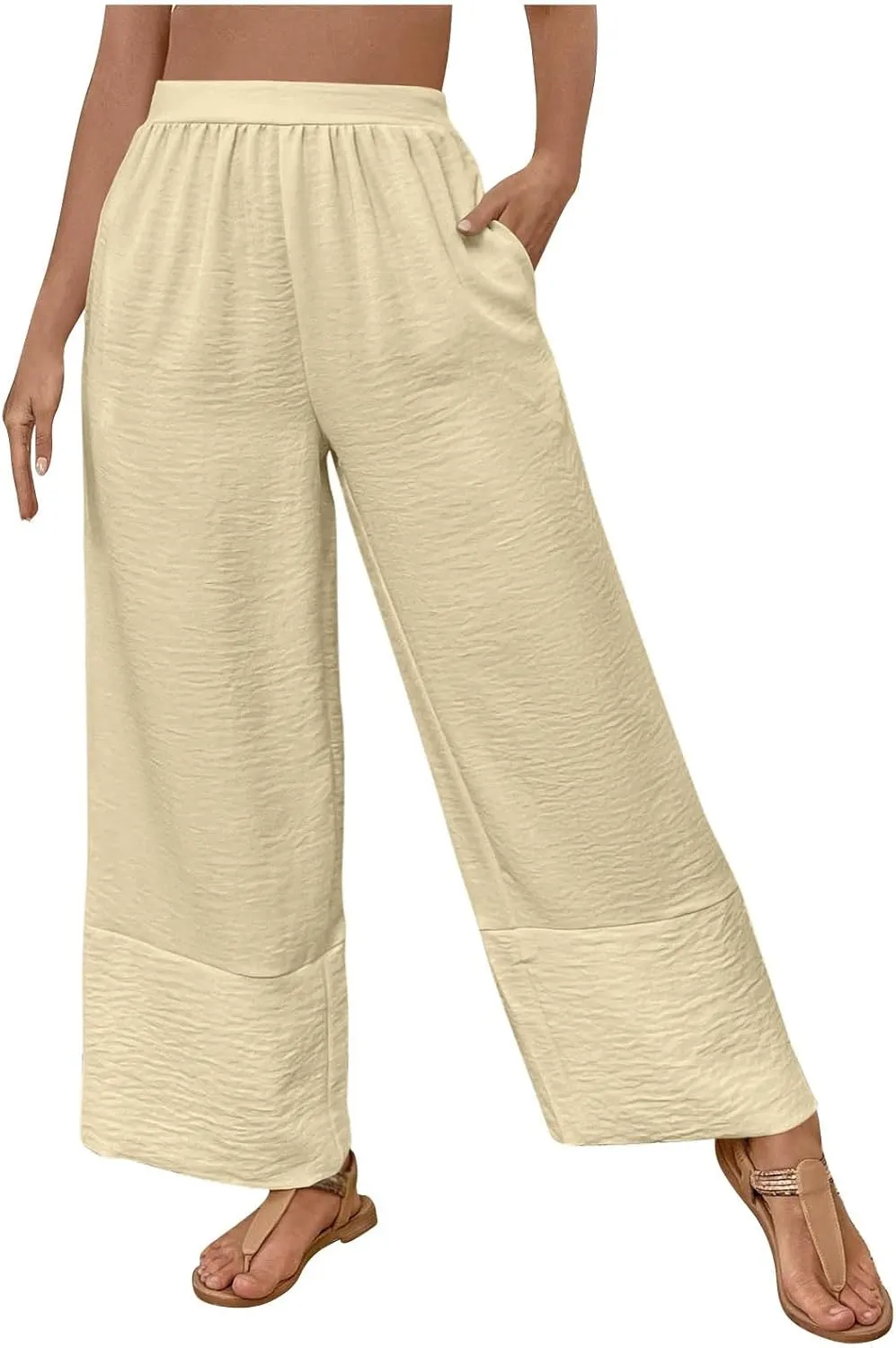 Liene Pants for Women,Womens Casual Summer 2025 Drawstring Elastic High Waist Pant Comfy Woman Trousers