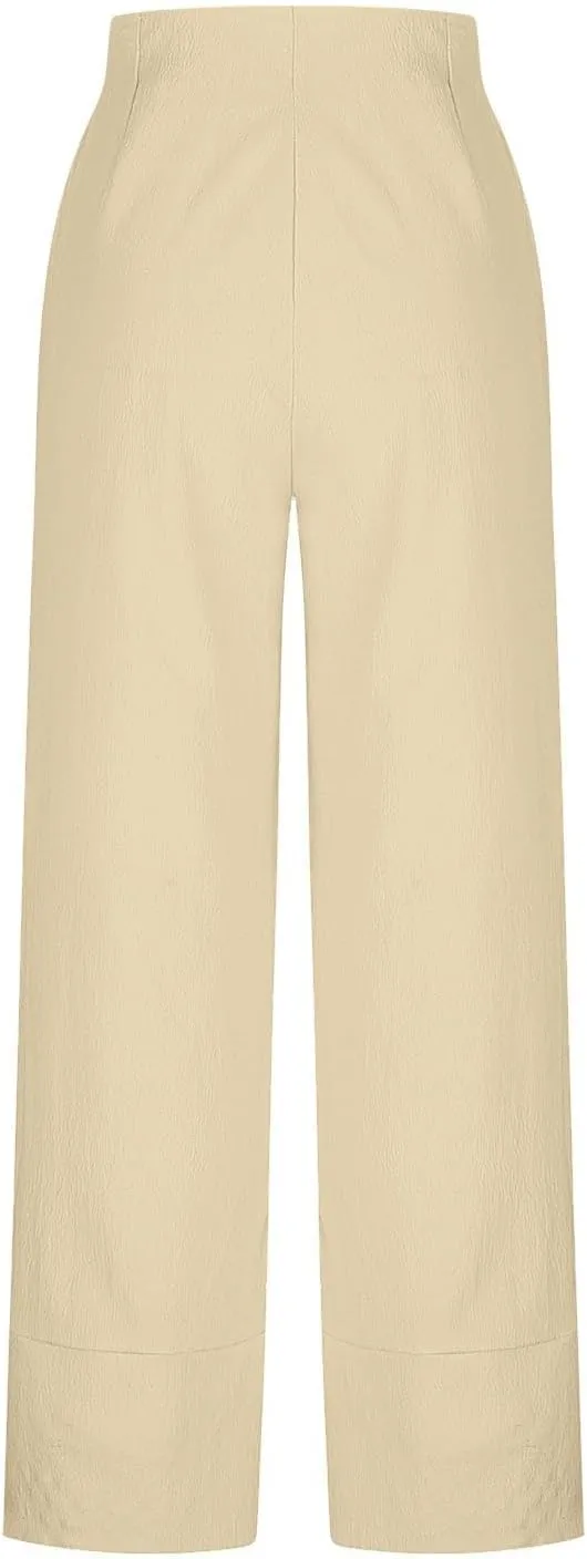 Liene Pants for Women,Womens Casual Summer 2025 Drawstring Elastic High Waist Pant Comfy Woman Trousers