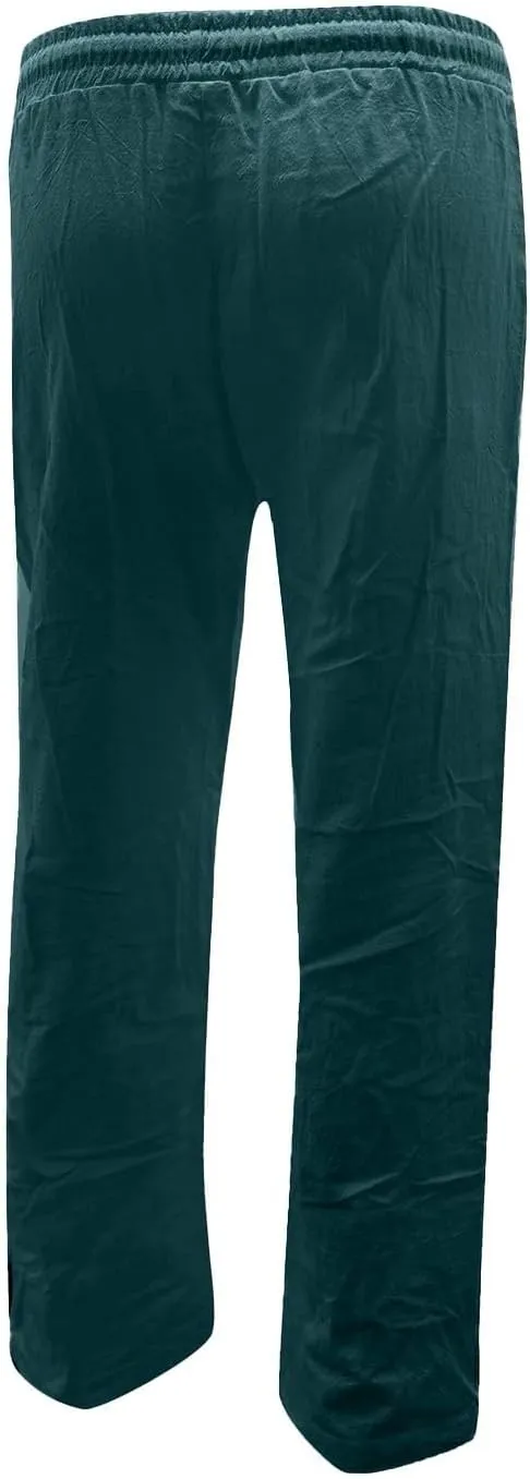 Linen Pants for Women Elastic Waist Straight Leg Pants Summer Casual Yoga Beach Pants 2025 Comfy Trousers with Pocket