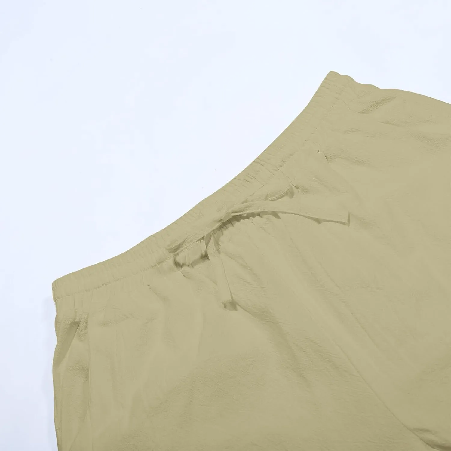 Linen Pants for Women Wide Straight Leg Side Button Pants 2025 Plus Size Baggy Elastic Waist Trousers with Pockets