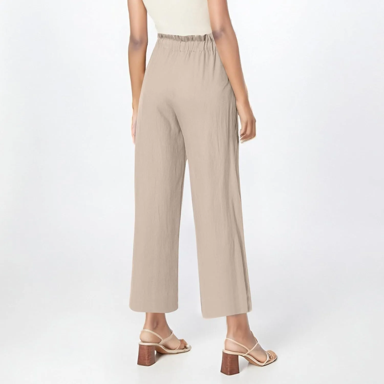 Linen Pants Women,Vacation Outfits Plus Size Beach Shorts Dressy Casual Trouser Gauze Spring Pants for Women