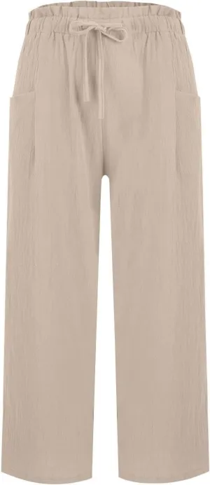 Linen Pants Women,Vacation Outfits Plus Size Beach Shorts Dressy Casual Trouser Gauze Spring Pants for Women