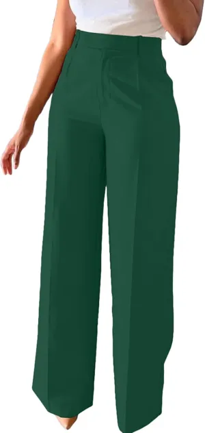 Lucuna Women's Wide Leg Dress Pants High Waisted Straight Leg Slacks Business Office Work Pants Trousers