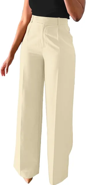 Lucuna Women's Wide Leg Dress Pants High Waisted Straight Leg Slacks Business Office Work Pants Trousers