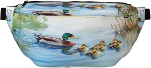 Mallard Ducks Swimming In The Lake Fanny Pack For Women Man, Waist Belt Bag Crossbody For Sports Travel Hiking Running Jogging