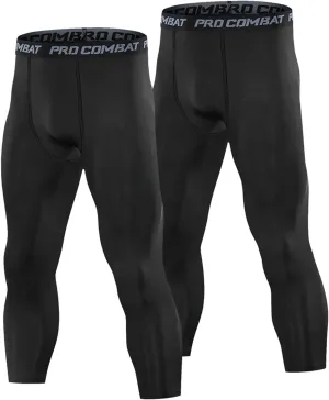 Mens 3/4 Compression Pants, Athletic Leggings Running Workout Tights Base Layer for Basketball Sports Football Gym