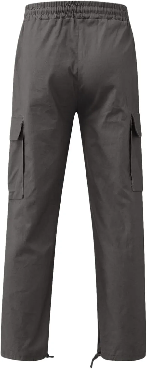 Mens Cargo Pants Casual Joggers Hiking Pants Loose Straight Athletic Workout Sweatpants with Pockets