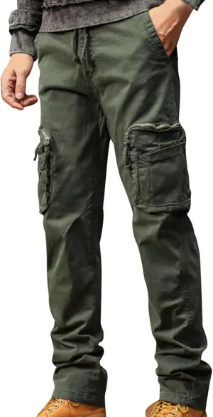 Men's Cargo Pants Outdoor Tactical Work Elastic Waist Pants for Men Slim Fit Athletic Hiking Fishing Travel Pants