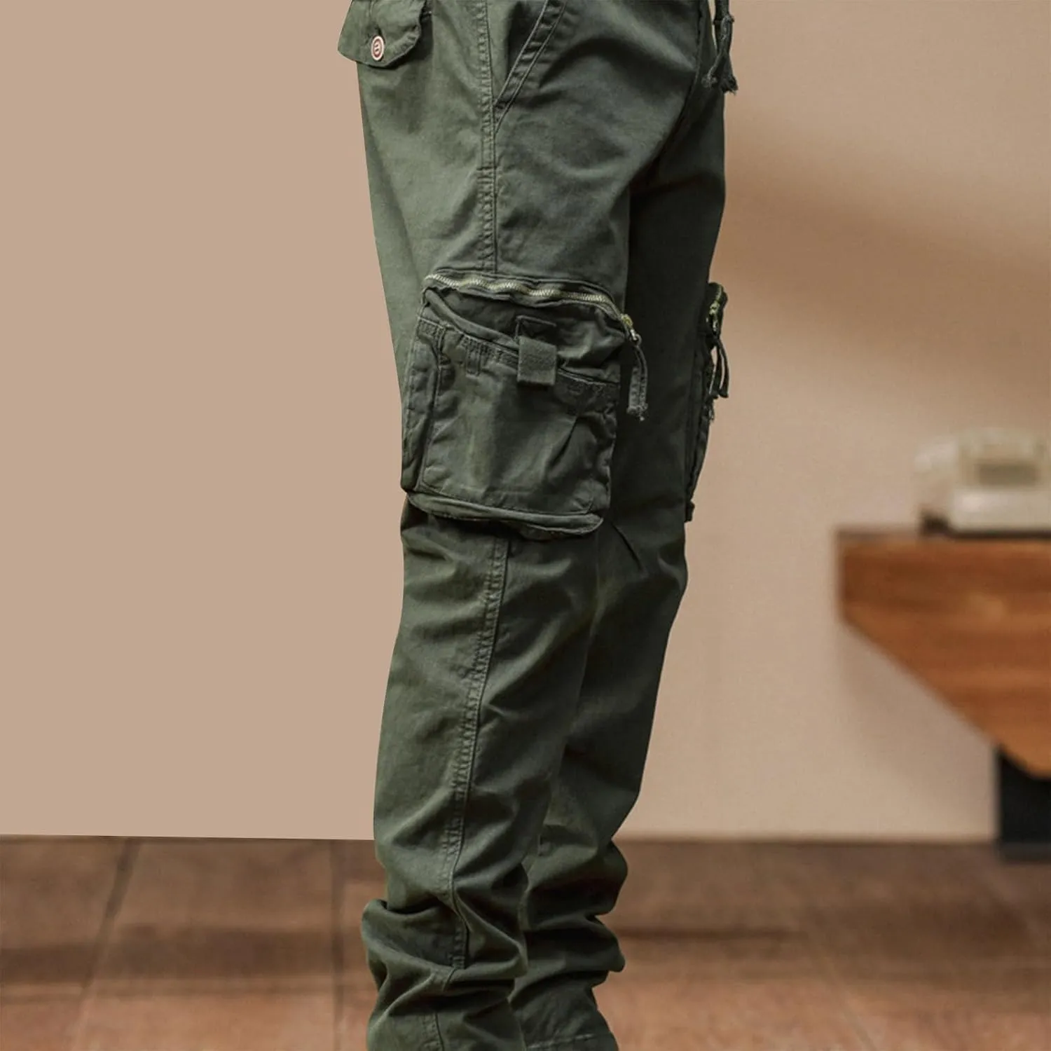 Men's Cargo Pants Outdoor Tactical Work Elastic Waist Pants for Men Slim Fit Athletic Hiking Fishing Travel Pants