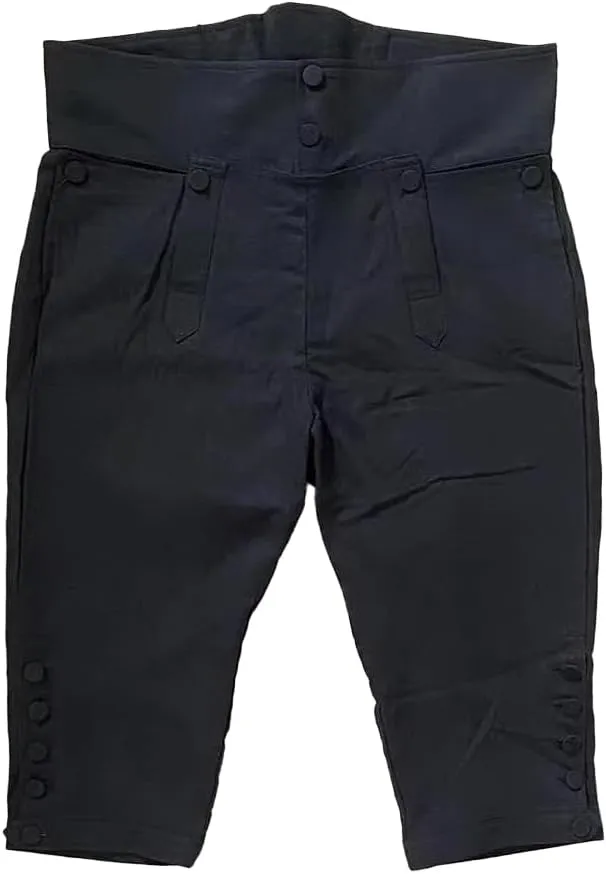 Mens Colonial Knee Linen Breeches 18th Century Pants Fall Front Style