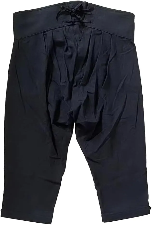 Mens Colonial Knee Linen Breeches 18th Century Pants Fall Front Style