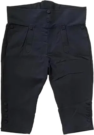 Mens Colonial Knee Linen Breeches 18th Century Pants Fall Front Style