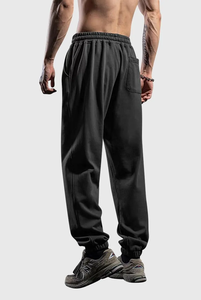 Men's Cotton Sweatpants Loose Fit Baggy Straight Leg Sweat Pants for Men Open Bottom Lounge Yoga Pants with Pockets