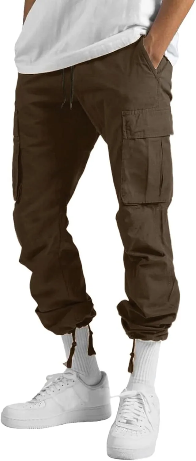 Men's Fashion Cotton Loose Straight Sweatpants with Pockets Drawstring Joggers Fast Dry Trousers Athletic Pants