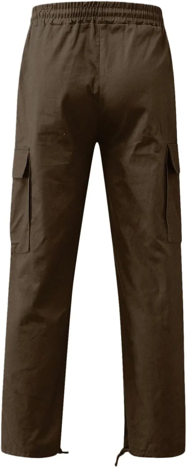 Men's Fashion Cotton Loose Straight Sweatpants with Pockets Drawstring Joggers Fast Dry Trousers Athletic Pants