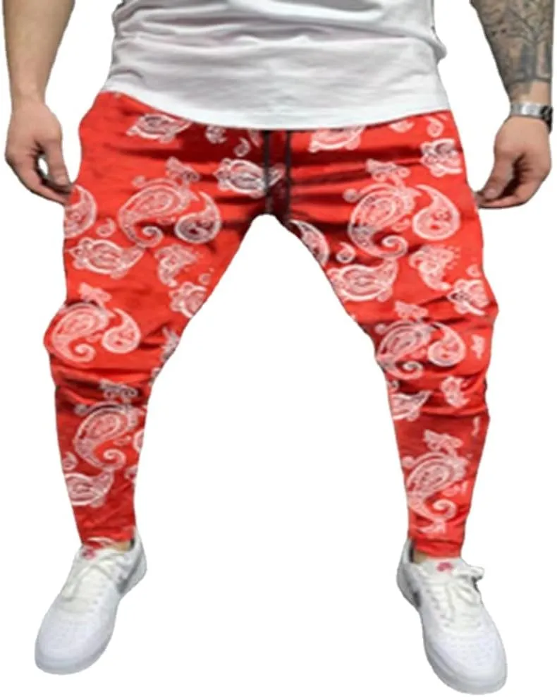 Men's Jogger Pants Streetwear Hip Hop Drawstring Joggers?Cashew Flowers Harem Cargo Pants
