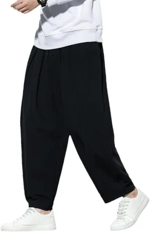 Men's Joggers Sweatpants Harem Pants Black Cotton Summer Casual Loose Japanese Trouser