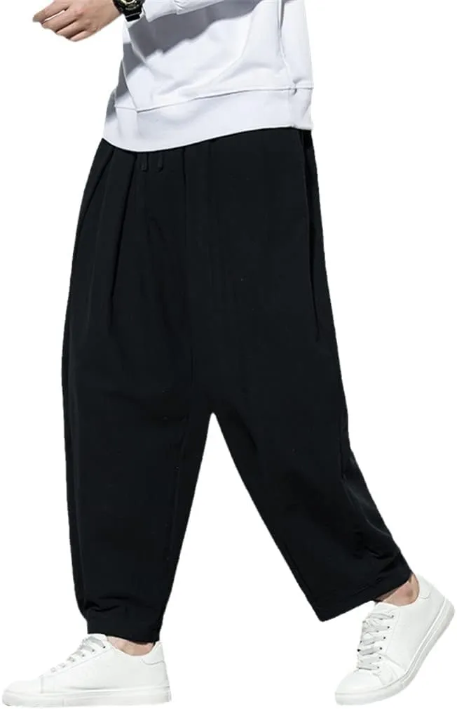 Men's Joggers Sweatpants Harem Pants Black Cotton Summer Casual Loose Japanese Trouser