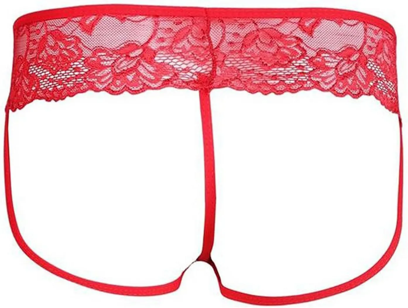 Men's Lace Frilly Thong Panties Sheer Mesh Boxer Briefs Semi Sheer T-back G-string Underwear Lingerie for Men