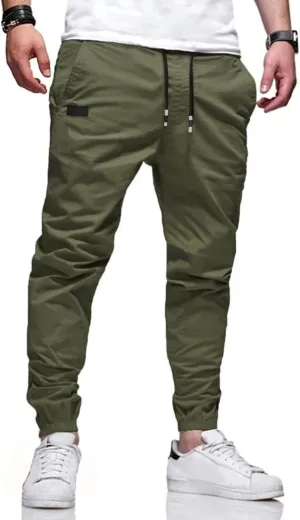Men's Outdoor Jogging Casual Pants Slim Cargo Workout for Running Sweatpants Hiking