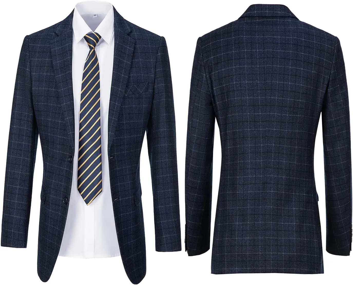 Mens Suit Plaid Slim Fit 3 Pieces Checked Casual Tuxedo Formal Suits for Men Wedding Business Party Blazer Vest Pants Set