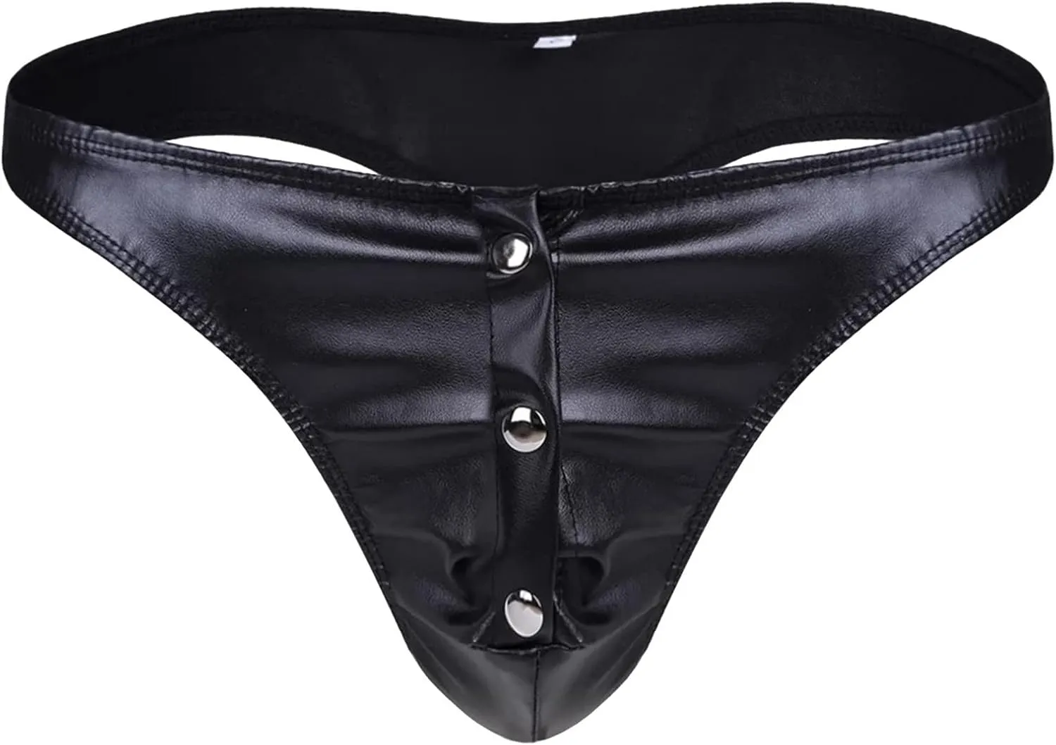 Men's Underwear Faux Leather Thong Underwear G-String with Pouch Butt-Flaunting Gym Low Rise Brief