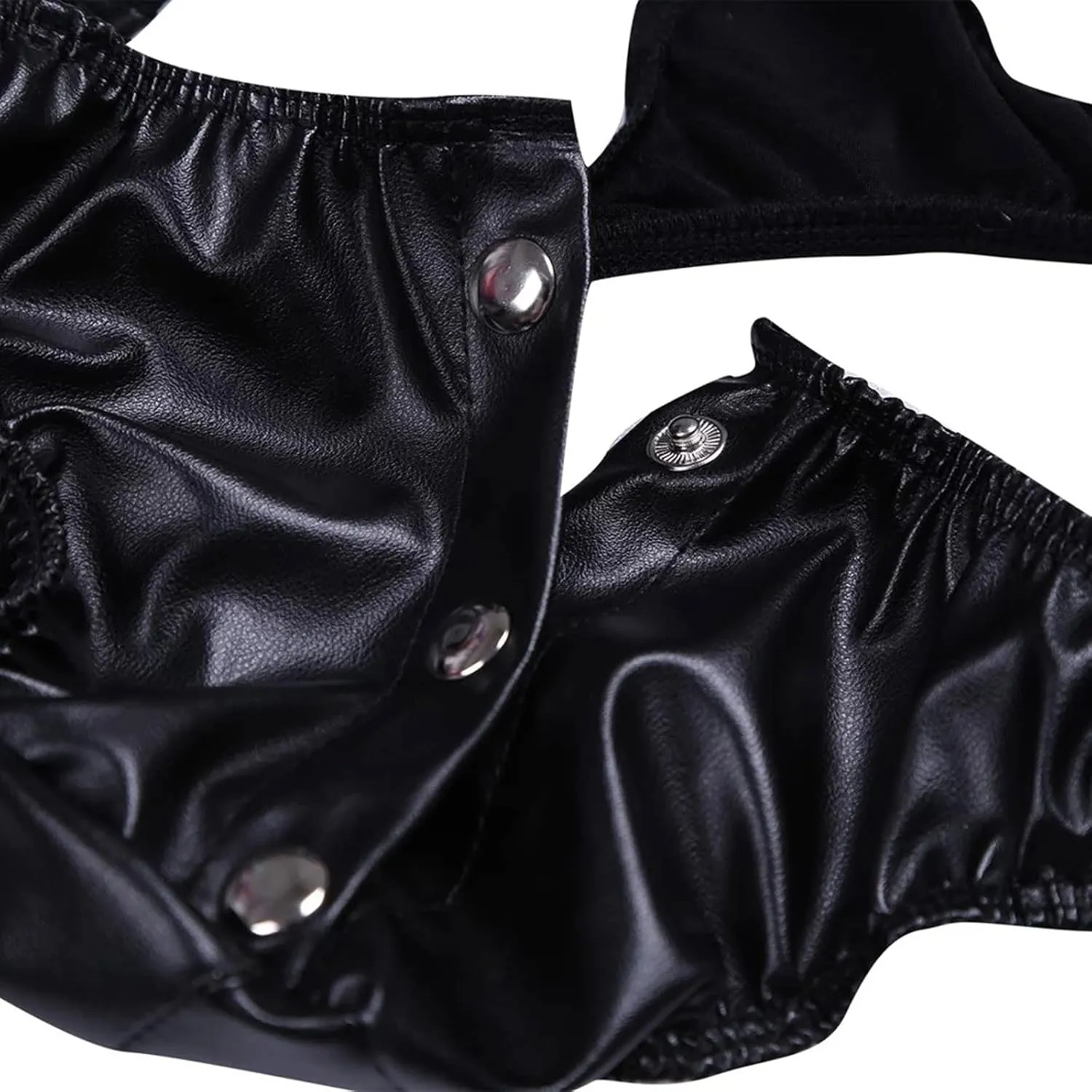 Men's Underwear Faux Leather Thong Underwear G-String with Pouch Butt-Flaunting Gym Low Rise Brief