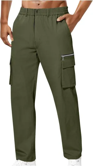 Mens Work Pants Casual Regular Fit Lightweight Stretch Chino Pant Straight Leg Golf Outdoor Cargo Pants Trousers