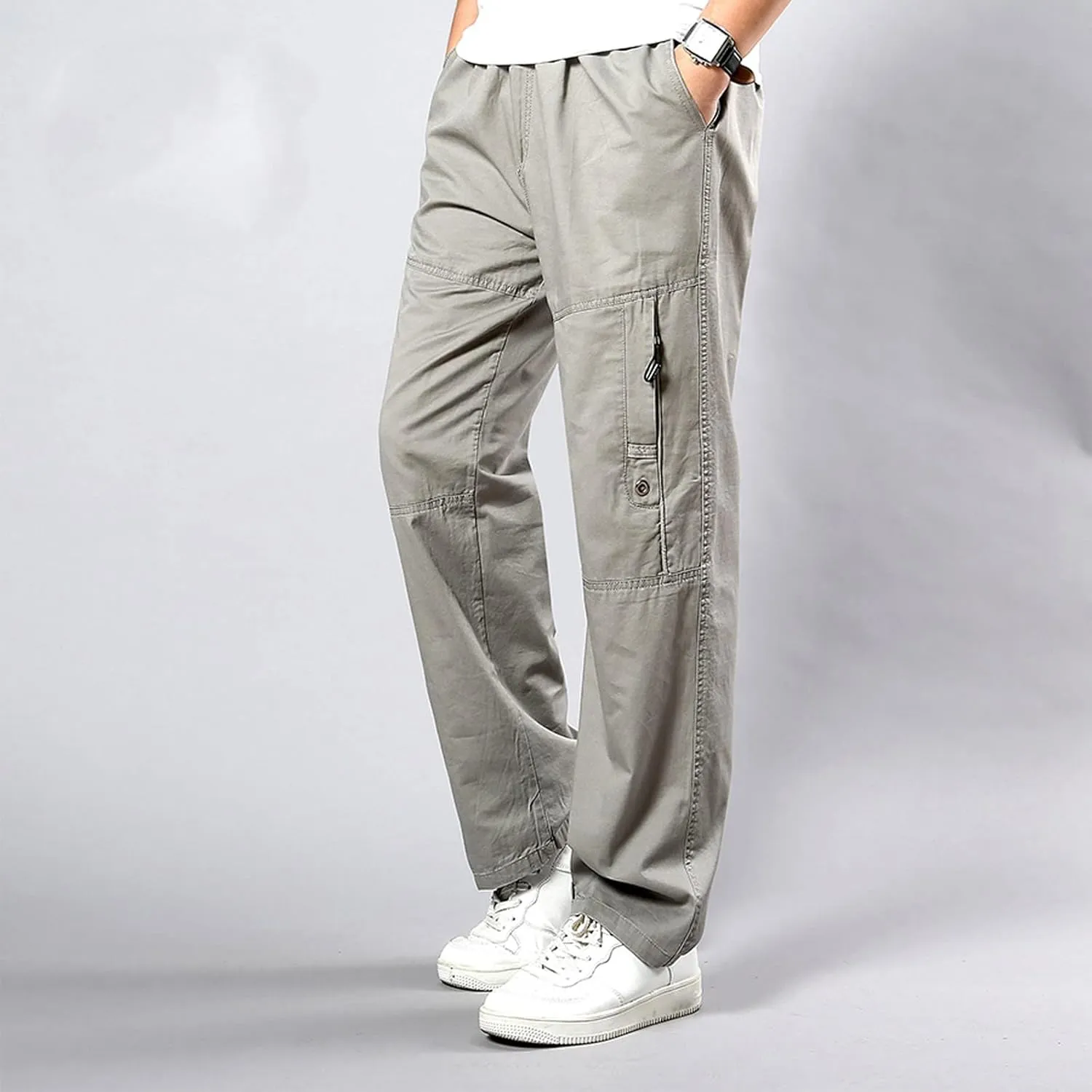 Mens Workout Cargo Sweatpants Thermal Cotton Pants Fashion Loose Handsome Pocket Jeans Pants Tooling Camouflage Pants