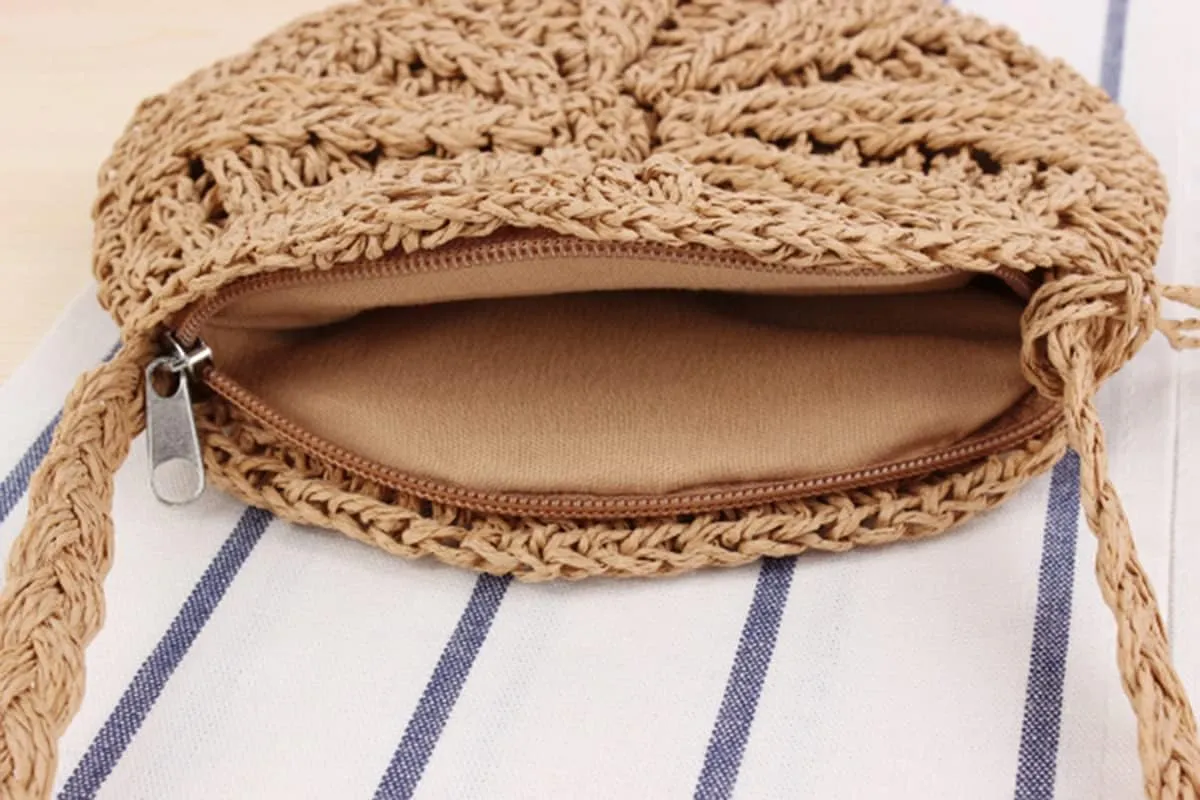 Mobile Phone Straw Bag Women Cross Body Bags Summer Girl Beach Messenger Bag