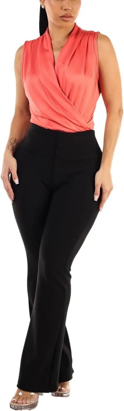Moda Xpress Women's Juniors High Waist Pull On Stretchy Butt Lifting Black, Plaid, Printed Skinny Pants 10596R