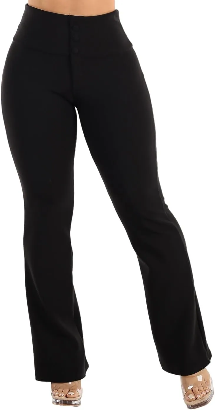 Moda Xpress Women's Juniors High Waist Pull On Stretchy Butt Lifting Black, Plaid, Printed Skinny Pants 10596R