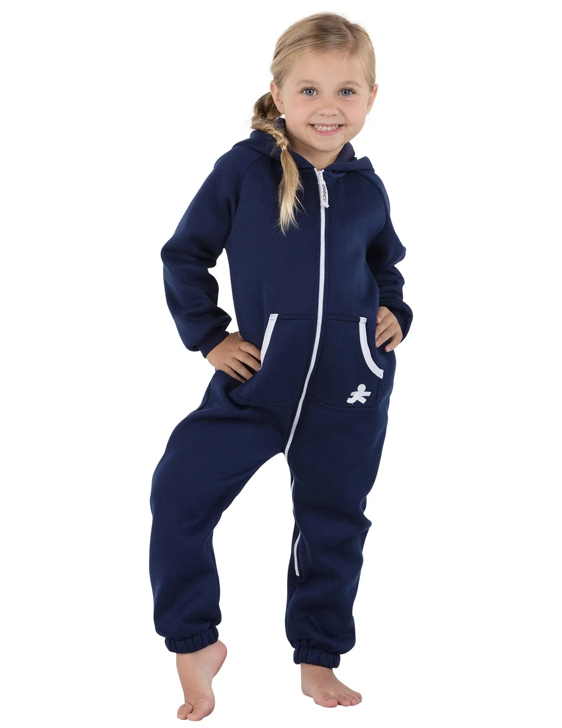 Navy Blue Toddler Footless Hoodie Onesie