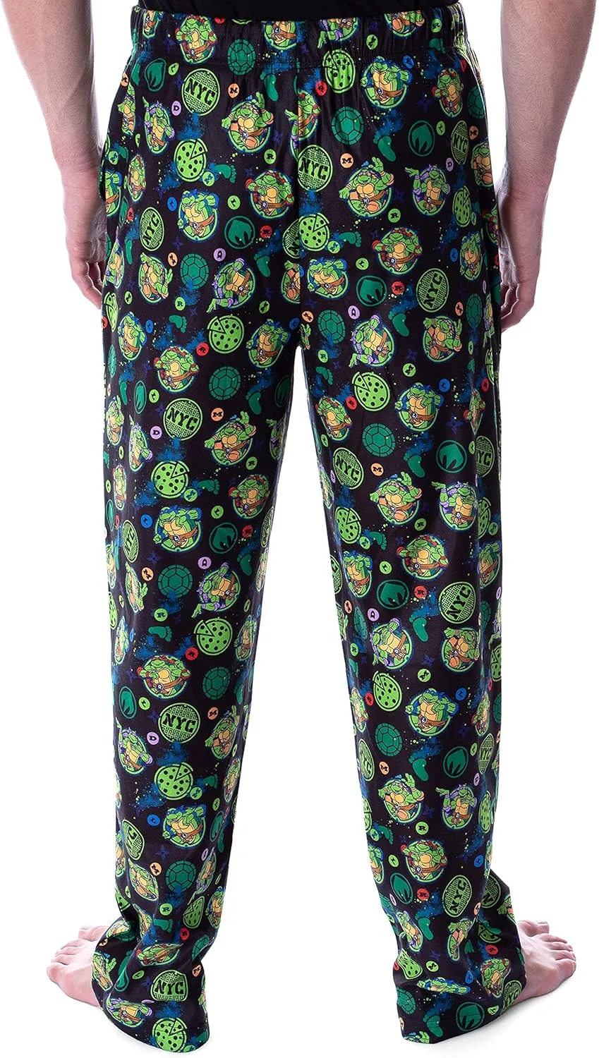 Nickelodeon Men's Teenage Mutant Ninja Turtles TMNT Allover Character Themed Loungewear Pajama Pants