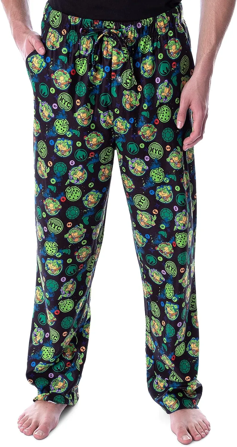 Nickelodeon Men's Teenage Mutant Ninja Turtles TMNT Allover Character Themed Loungewear Pajama Pants