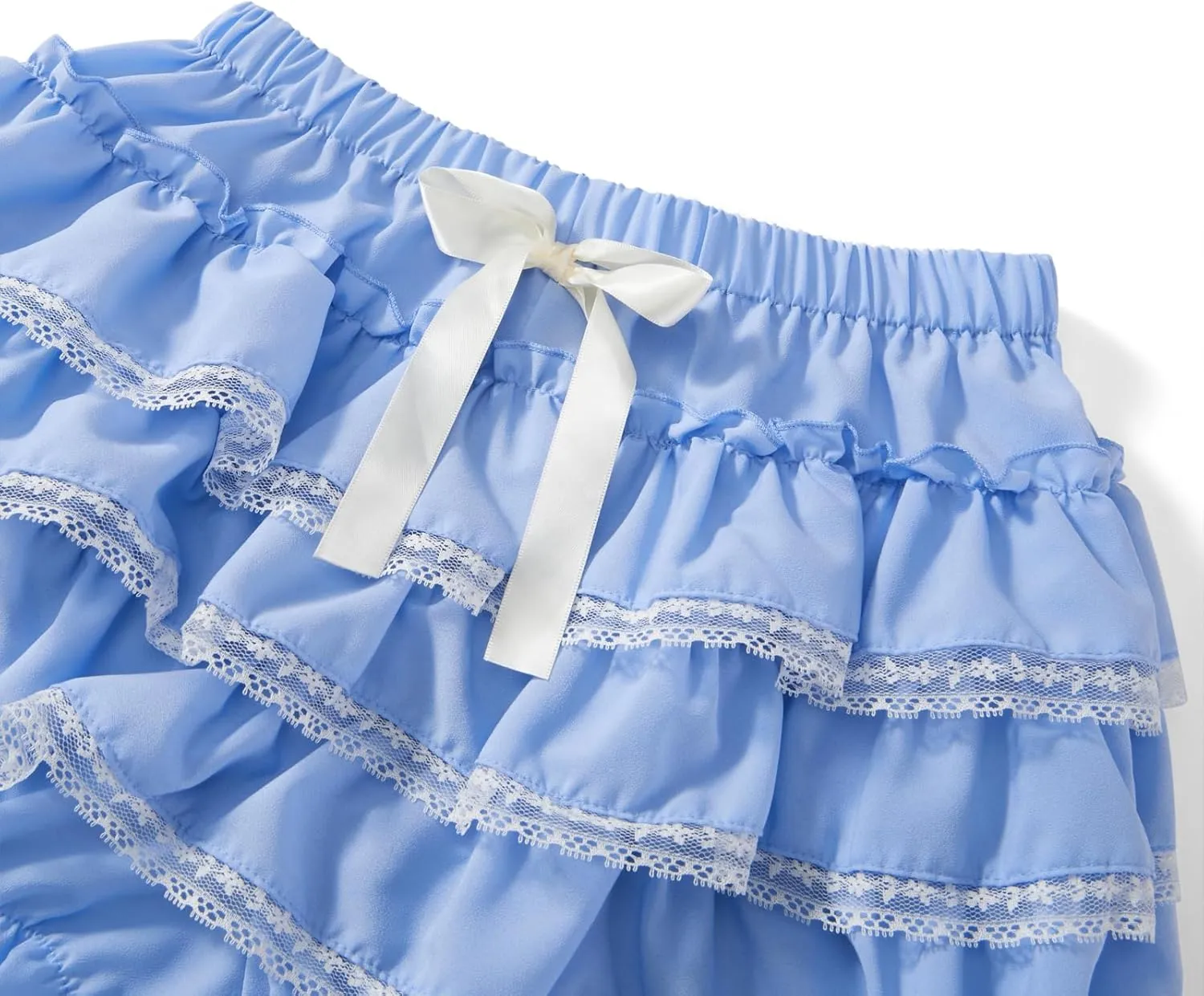 NUFIWI Women Y2k Lolita Bloomers Ruffle Pumpkin Panties Bottom Lace Trim Layered High Waist Shorts Pettipants