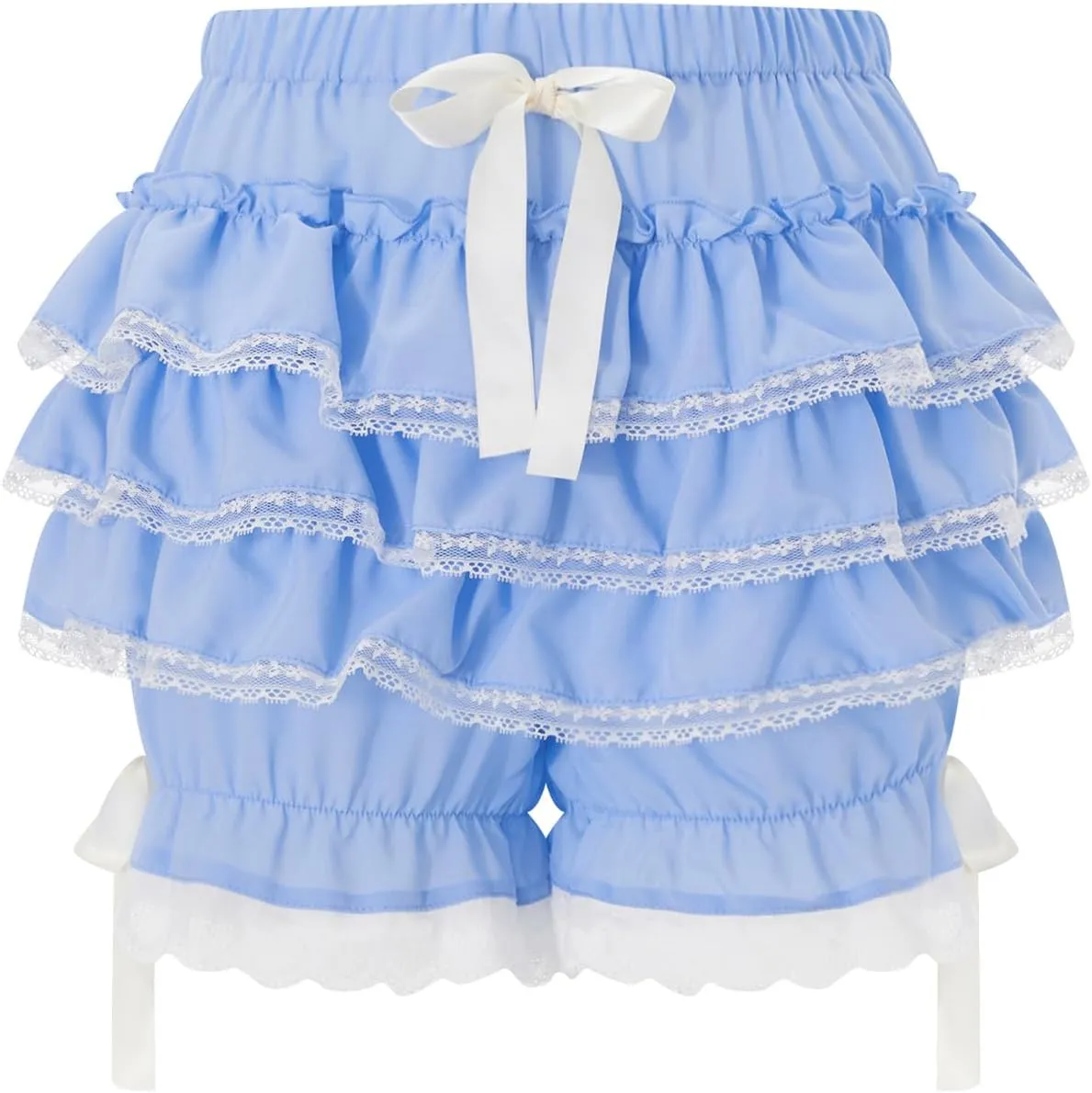 NUFIWI Women Y2k Lolita Bloomers Ruffle Pumpkin Panties Bottom Lace Trim Layered High Waist Shorts Pettipants