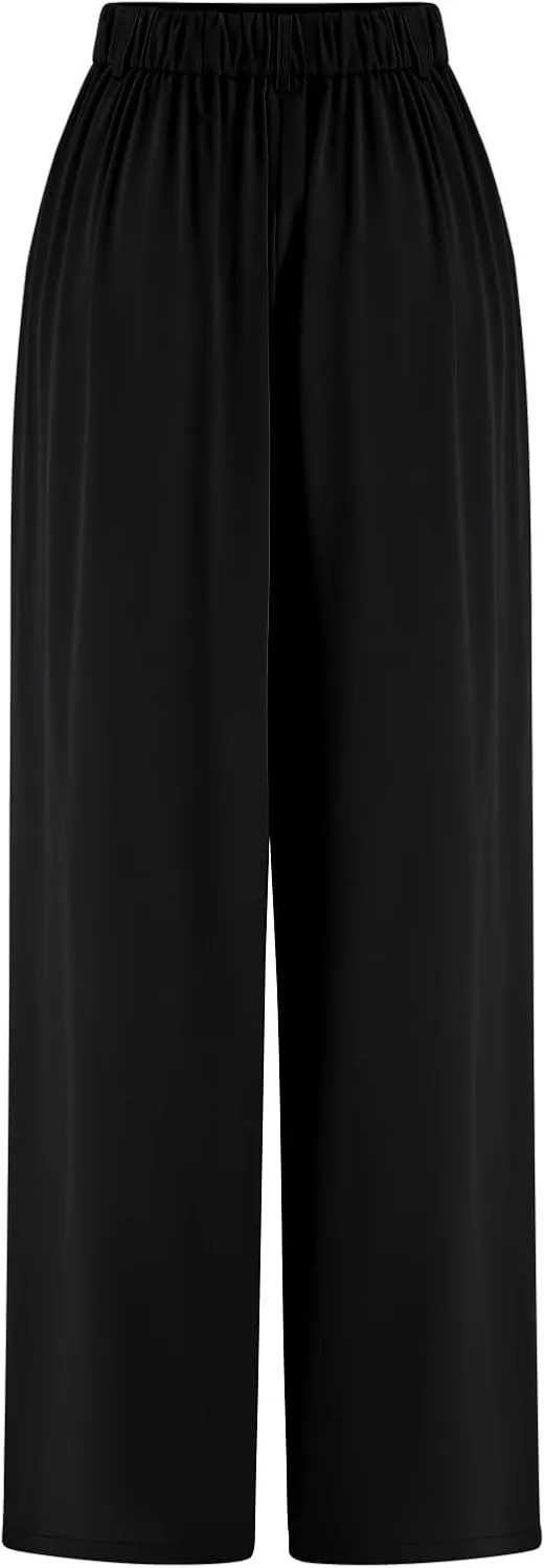 ODIZLI Women Casual Wide Leg Pants Elastic High Waist Dress Pants for Women Straight Trousers Pants